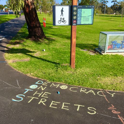 Democracy On The Streets. Parklands. Chalk. Example.